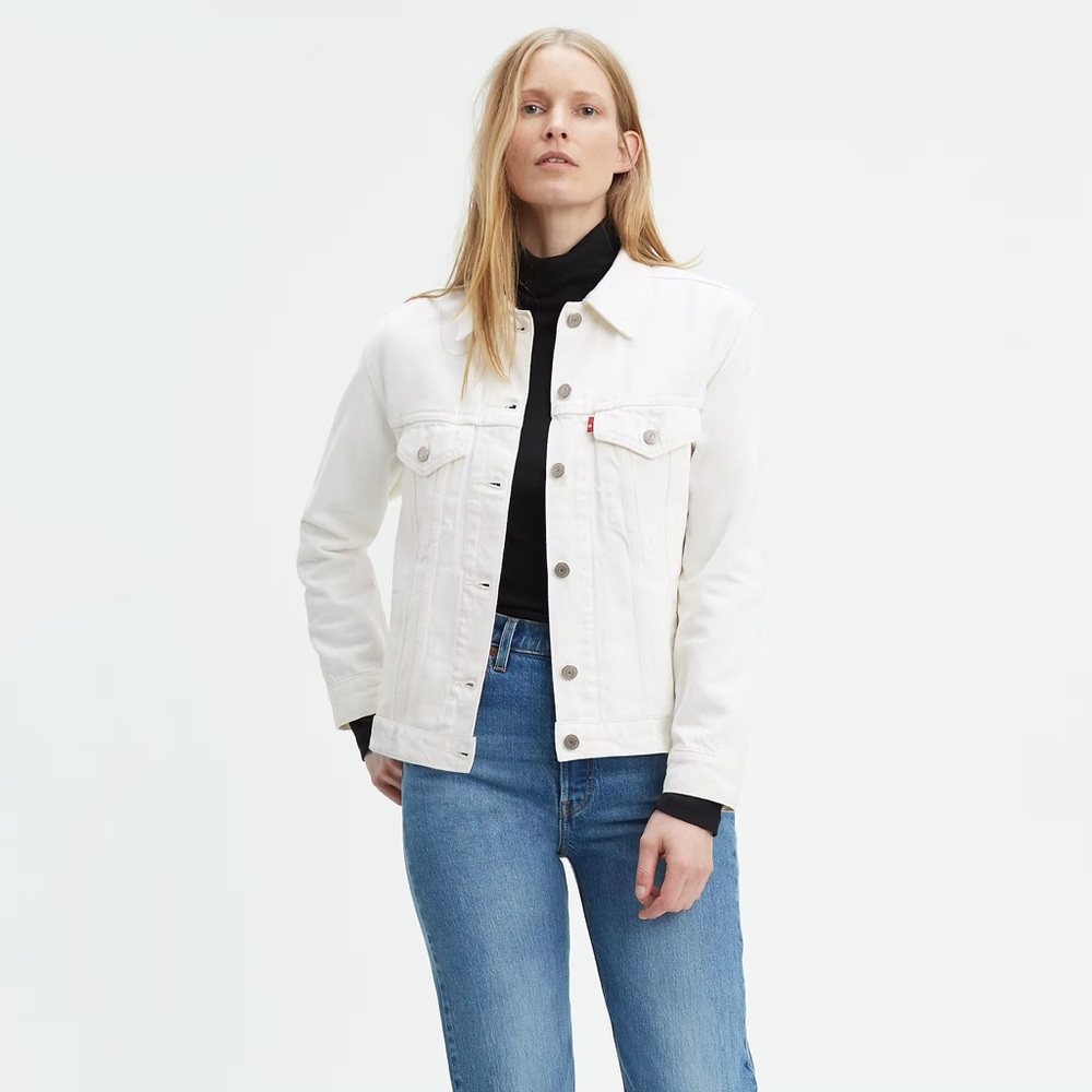 NWT Levi's Premium Ex-Boyfriend Trucker Jacket Women’s White Size Large